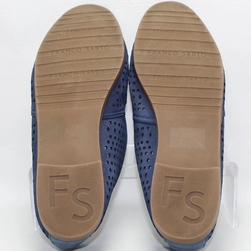 Franco Sarto Faryn Blue Laser Cut Perforated Slip On Loafers Flats Mens 8M‎